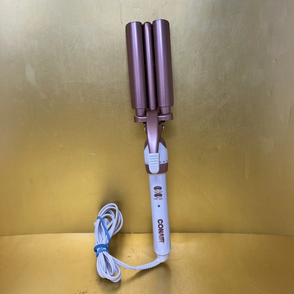 Conair Double Ceramic Triple Barrel Curl Styling Waver Rose Gold Hair Tool